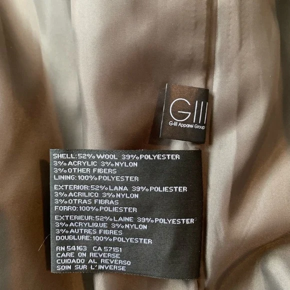 Kenneth Cole Tan Wool coat. size 8 NWT - Picture 14 of 14